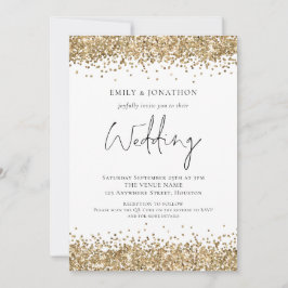 Convite Casamento Moderno com Código QR e Brilho Dourado