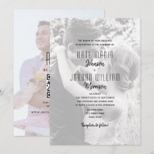 Convite Casamento Moderno com Código QR e Foto