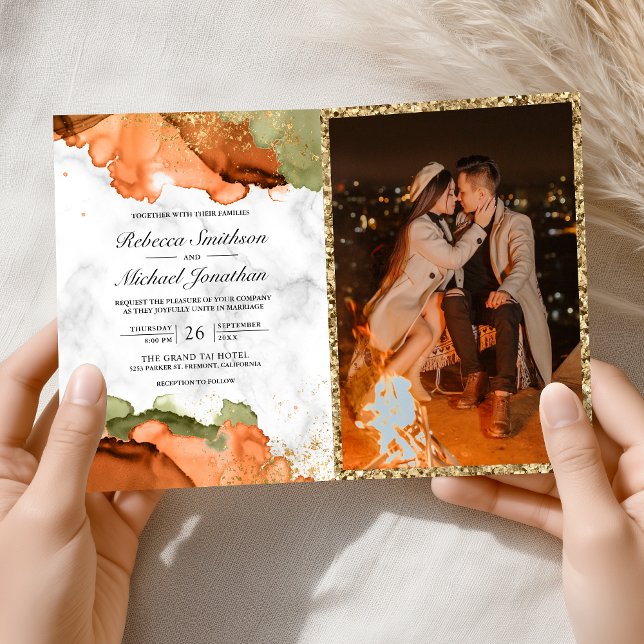 Convite Casamento Moderno com Código QR e Tinta Abstrata e (Criador carregado)