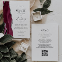 Casamento Moderno com Código QR em Ágata Prata e B