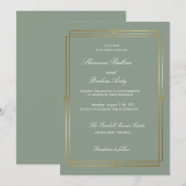 Convite Casamento Moderno com Elegância em Verde Sage e Do