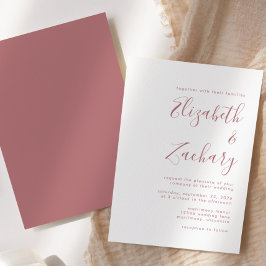 Convite Casamento Moderno com Letra Rosada em Script