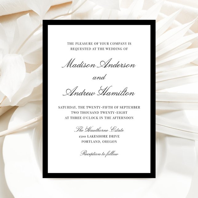 Convite Casamento Moderno com Moldura Preta (Criador carregado)