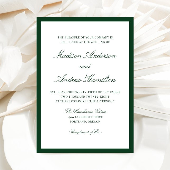 Convite Casamento Moderno com Moldura Verde (Criador carregado)