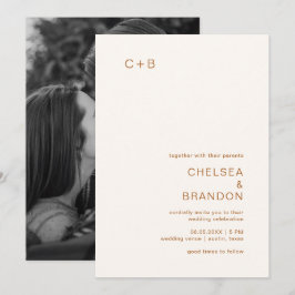 Convite Casamento Moderno com Neutrais Terrenos de Chelsea