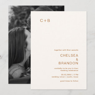 Convite Casamento Moderno com Neutrais Terrenos de Chelsea