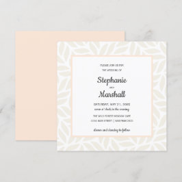 Convite Casamento moderno com o Cream abstrato foliage