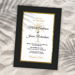 Convite Casamento Moderno com Palmeira Tropical Black Gold