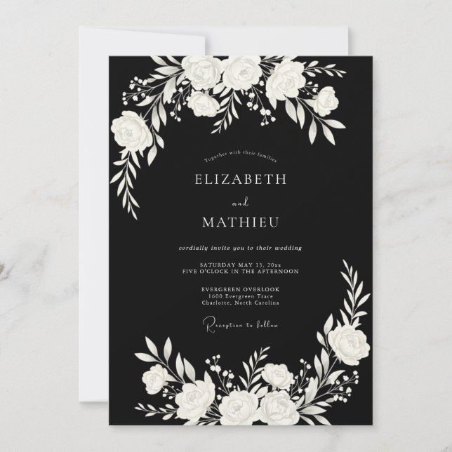 Convite Casamento Moderno com Preto Marcante (Frente)