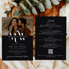 Convite Casamento Moderno com QR Code de Monograma Elegant
