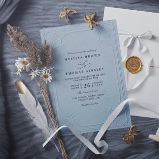 Convite Casamento Moderno com Relevo Ornamentado Elegante 