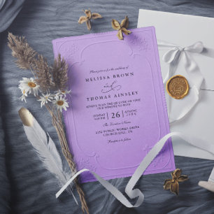 Convite Casamento Moderno com Relevo Ornamentado Elegante