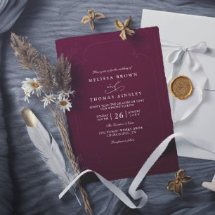 Convite Casamento Moderno com Relevo Ornamentado Elegante