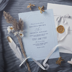 Convite Casamento Moderno com Relevo Ornamentado Elegante