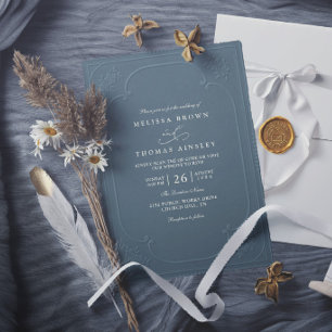 Convite Casamento Moderno com Relevo Ornamentado Elegante