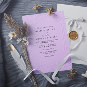 Convite Casamento moderno com relevo ornamentado elegante