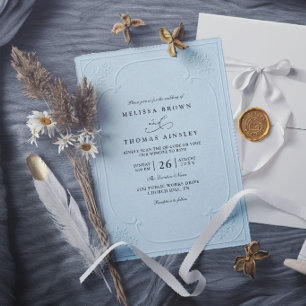 Convite Casamento Moderno com Relevo Ornamentado Elegante