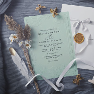 Convite Casamento Moderno com Relevo Ornamentado Elegante