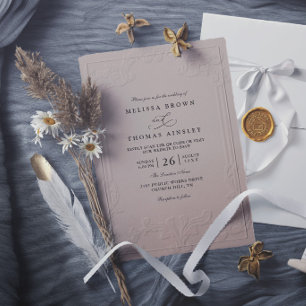 Convite Casamento Moderno com Relevo Ornamentado Elegante