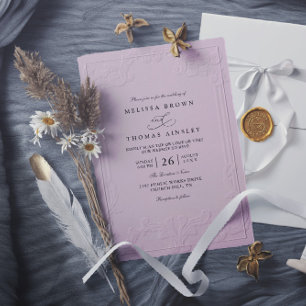 Convite Casamento Moderno com Relevo Ornamentado Elegante