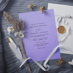 Convite Casamento moderno com relevo ornamentado elegante