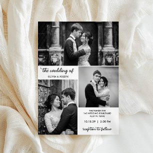 Convite Casamento Moderno com Três Fotos