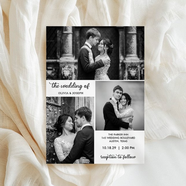 Convite Casamento Moderno com Três Fotos (Criador carregado)