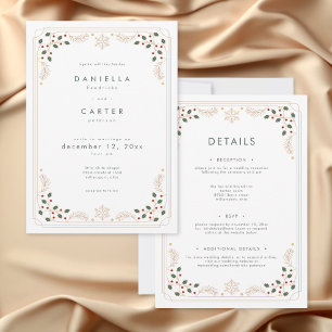 Convite Casamento Moderno com Verdura de Inverno de Dois L