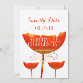 Convite Casamento Moderno Coral Poppy Save the Date