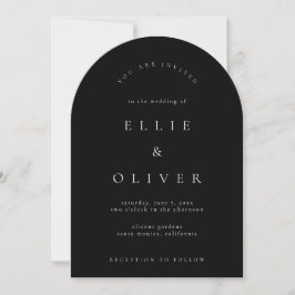 Convite Casamento Moderno da Arca Negra e Beige Boho