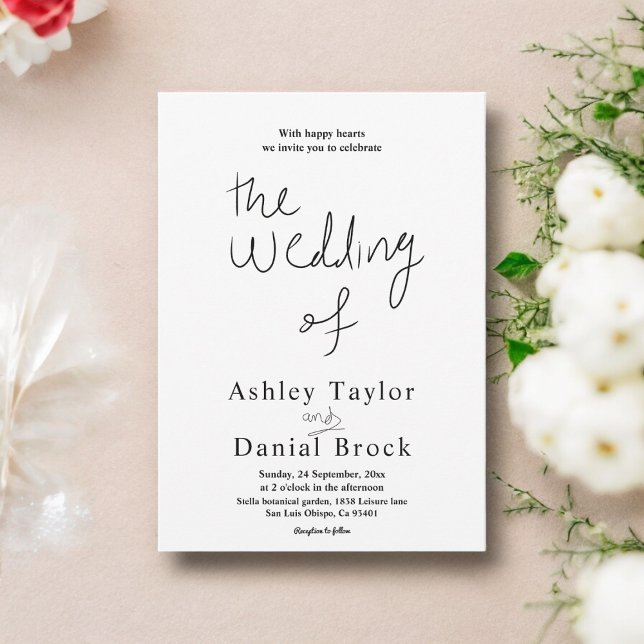 Convite Casamento Moderno Da Caligrafia Branca E Negra (Criador carregado)