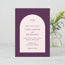 Convite Casamento Moderno da Camia Purple Arch