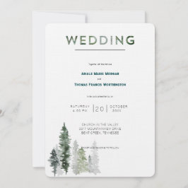Convite Casamento Moderno da Floresta das Montanhas