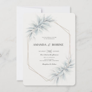 Convite Casamento Moderno da Folhagem Elegante