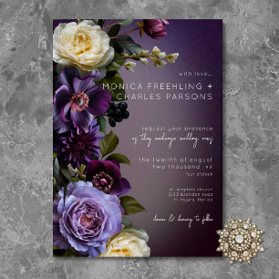 Convite Casamento Moderno da Lavanda Roxo-Escura