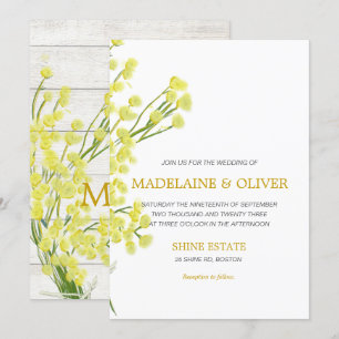 Convite Casamento Moderno da Madeira Botânica de Bovinos