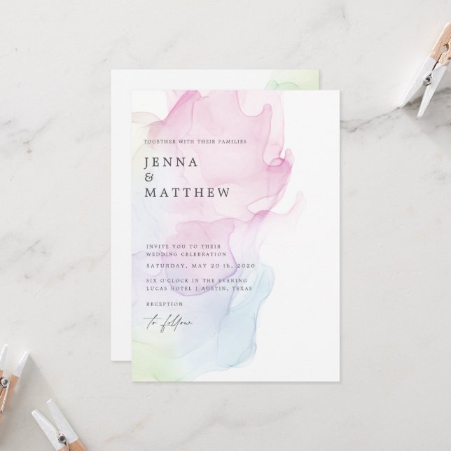 Convite Casamento Moderno da Seda Transparente (Frente/Verso In Situ)