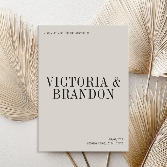 Convite Casamento Moderno da Tipografia Clássica Minimalis (Criador carregado)