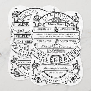 Convite Casamento moderno da tipografia do vintage do