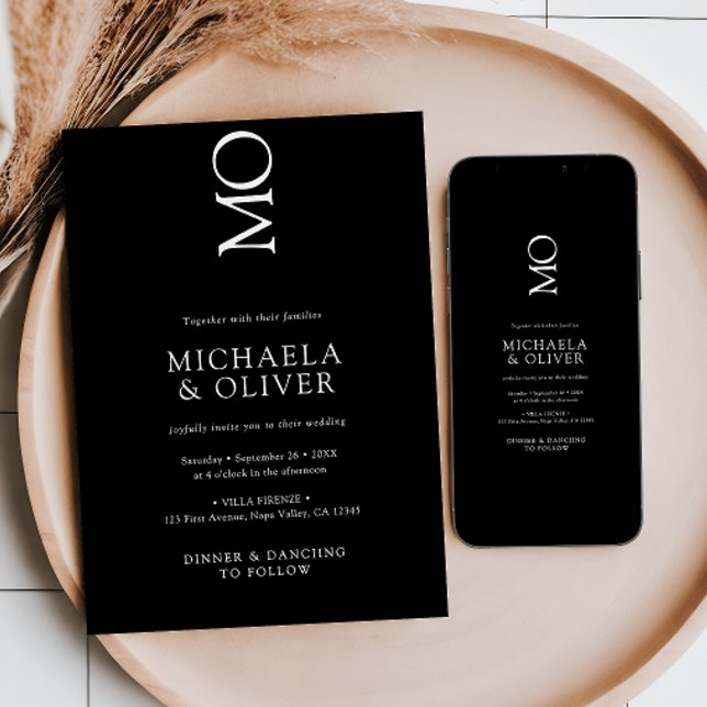 Convite Casamento Moderno da Tipografia Elegante Minimalis (Criador carregado)