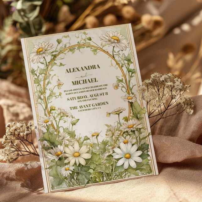 Convite Casamento moderno Daisy Wildflower (Criador carregado)