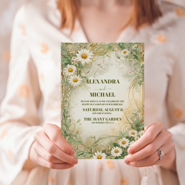 Convite Casamento moderno Daisy Wildflower (Criador carregado)