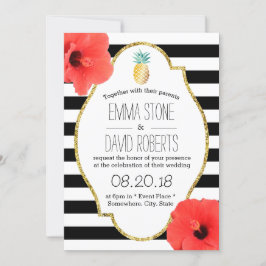 Convite Casamento Moderno das Flores de Hibiscus Pineapple