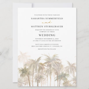 Convite Casamento Moderno das Palm Trees Watercolor