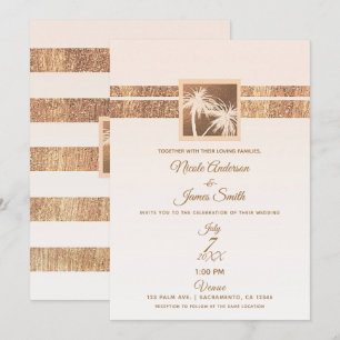 Convite Casamento Moderno das Palmeiras Tropicais de Cobre