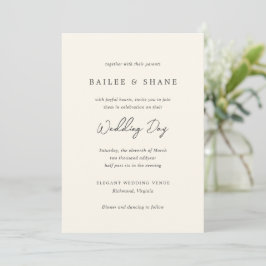 Convite Casamento Moderno de Bailee Cream