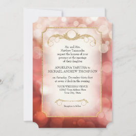 Convite Casamento Moderno de Bokeh Sparkle Twinkle Marsala