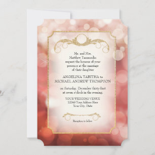 Convite Casamento Moderno de Bokeh Sparkle Twinkle Marsala
