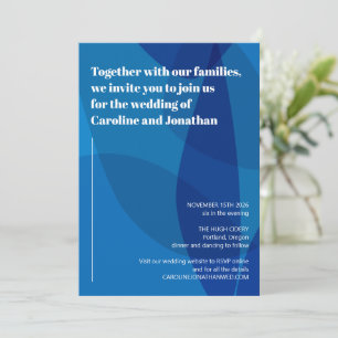 Convite Casamento Moderno de Bold Vibrant Artsy Blue Abstr