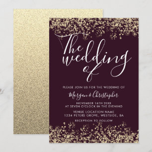 Convite Casamento Moderno de Brilhante e Dourado